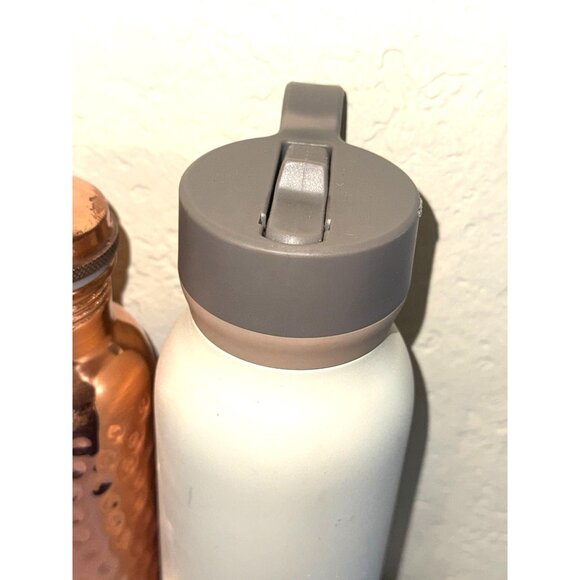Set Of 3 Water Bottles: Pink Insulated With Flip Lid Copper Hammered White Built - Picture 4 of 12